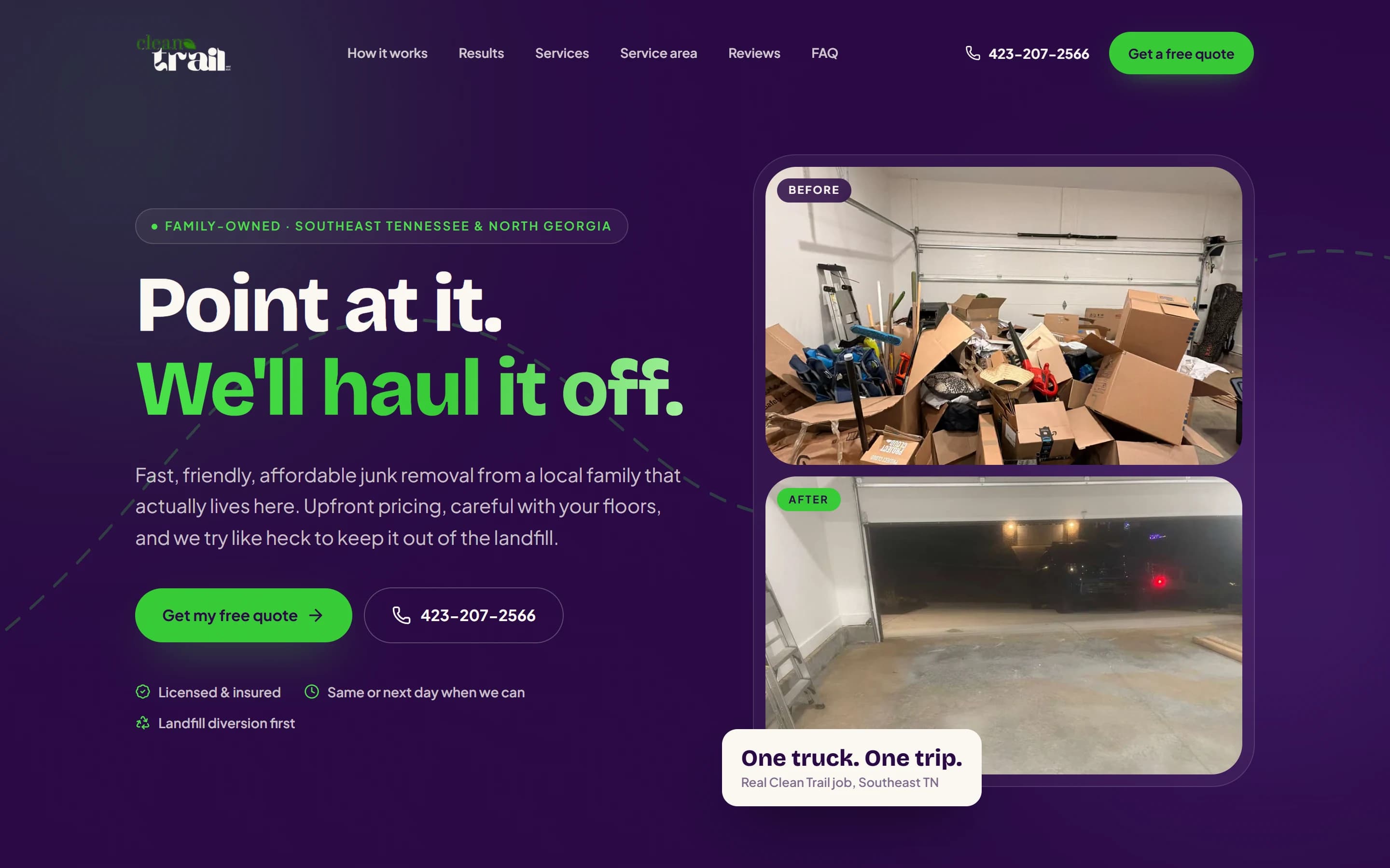 Clean Trail Junk Removal website